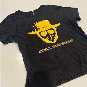 Vintage Black Tee with Bold Yellow Graphic